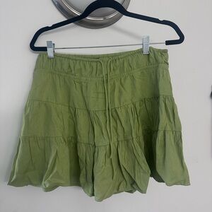 Lulu's Modica Lime Tiered Drawstring Mini Skirt